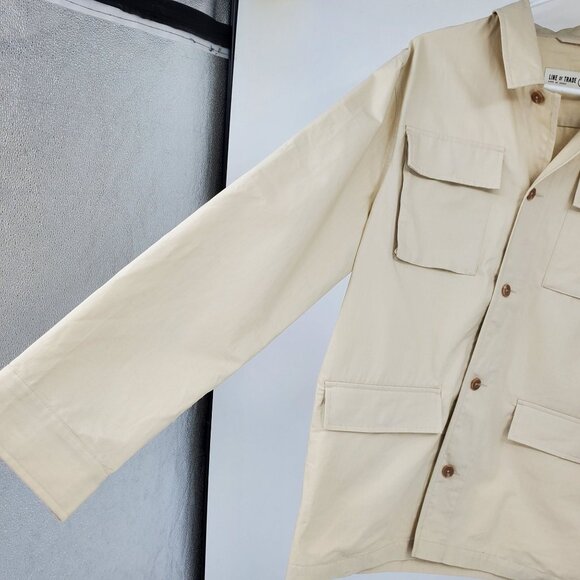 Line of Trade Khaki Utility Button Up Long Sleeve Chore Shirt Size Large - Picture 4 of 10